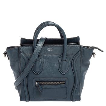 celine nano, [二手商品] Celine | Céline Blue Leather Nano Luggage Tote商品图片 5折, 满1件减$100, 满减