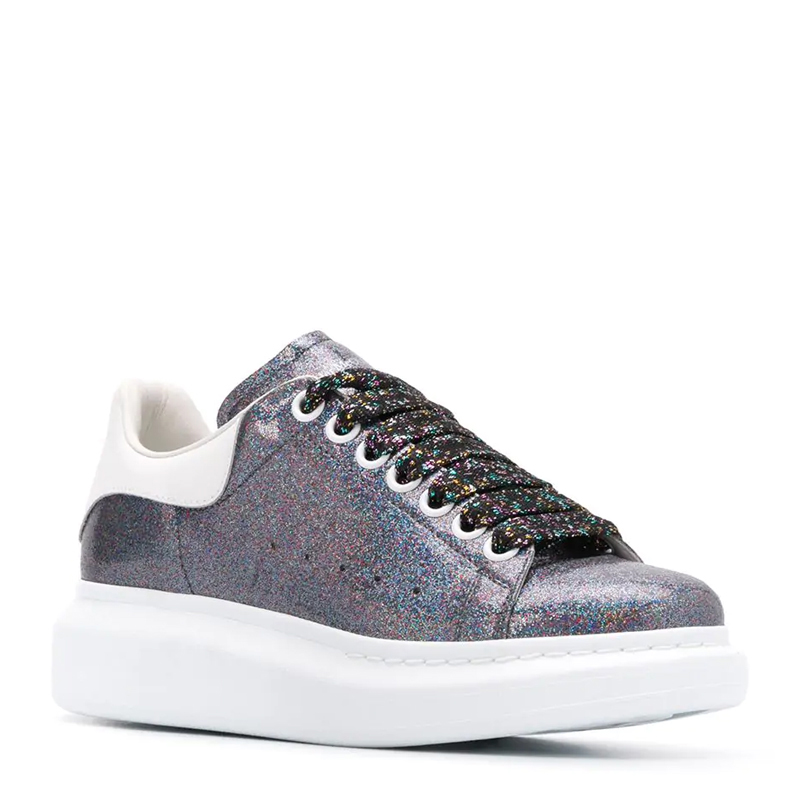 亚历山大·王鞋子, Alexander McQueen | Alexander McQueen 亚历山大·麦昆 女士黑色闪光阔型运动鞋 558944-W4LW1-8483商品图片 独家减免邮费