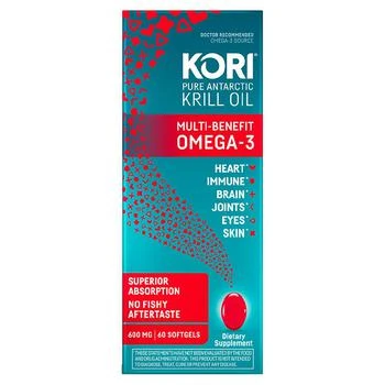 Kori | Pure Antarctic Krill Oil Multi-Benefit Omega-3 600mg Softgels,商家Walgreens,价格¥222