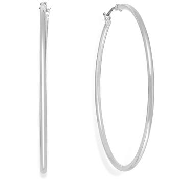 Charter Club | Silver-Tone Thin Tube Large Hoop Earrings商品图片,8.4折×额外8折, 额外八折