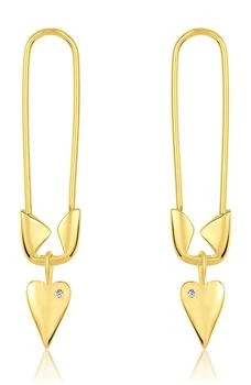 ADORNIA | Safety Pin Dangle Heart Drop Earrings 4.6折, 独家减免邮费