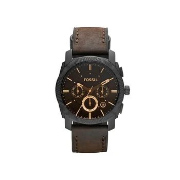 Fossil | Machine Mid-Size Chronograph Brown Leather Watch 42mm 7折, 独家减免邮费