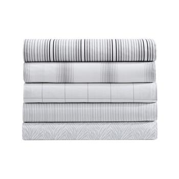 Kenneth Cole, Kenneth Cole | Holden Grid Cotton Percale Under 200-Thread Count 4 Piece King Sheet Set商品图片 4.4折