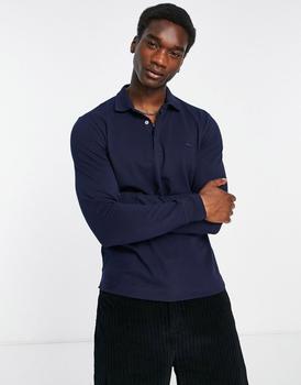 推荐Lacoste long sleeve polo shirt in navy商品