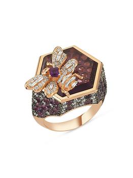 商品Bee Goddess | Honey Bee 14K Rose Gold, Diamond & Amethyst Ring,商家Saks Fifth Avenue,价格¥64341图片