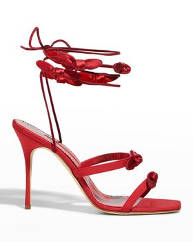 Manolo Blahnik直邮, Manolo Blahnik | Fiocco Pop Fabio Bow Ankle-Tie Sandals商品图片 满$400减$100, 满减