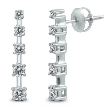 Monary | 1/2 Carat TW 5 Stone Journey Drop Earrings in 14K White Gold,商家Premium Outlets,价格¥4110