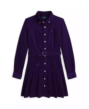 Ralph Lauren | Big Girls Belted Pleated Corduroy Shirtdress,商家Macy's,价格¥430