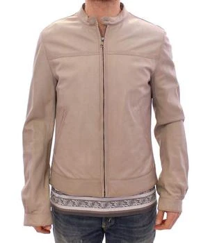 Dolce & Gabbana | Dolce & Gabbana  Beige Leather Jacket Biker Coat,商家SEYMAYKA,价格¥8332