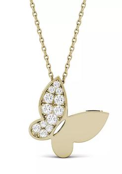 Charles & Colvard, Charles & Colvard | 1/6 ct. t.w. Lab Created Moissanite Butterfly Pendant in 14K Yellow Gold商品图片 