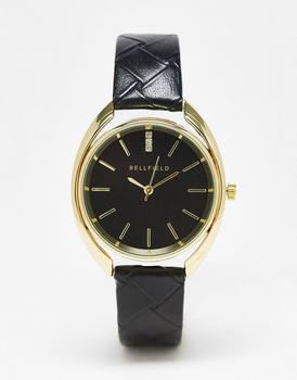 推荐Bellfield quilted strap watch in black商品