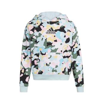 Adidas | Little Girls Long Sleeve Allover Print Fleece Hooded Pullover Sweatshirt商品图片,6折