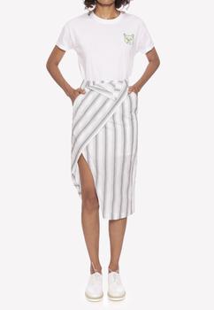 推荐Striped Cotton Wrap Skirt with Slit商品