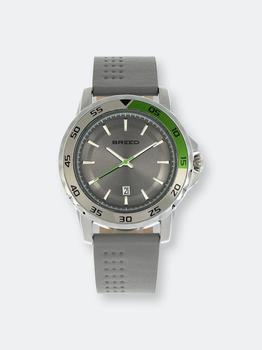 推荐Breed Revolution Leather-Band Watch w/Date Light Grey商品