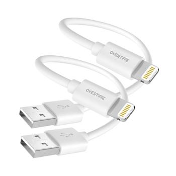 商品Overtime | Apple MFi Certified iPhone 11/XR/SE/10/8 1ft Charging Cable | USB to Lightning Cable for iPhone - White (2-Pack),商家Macy's,价格¥129图片