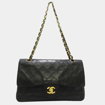 香奈儿122单肩包, [二手商品] Chanel | Chanel Black Classic Medium Lambskin Double Flap Bag商品图片 4.9折
