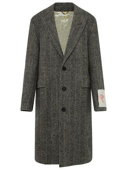 Golden Goose | Golden Goose Deluxe Brand Logo Patch Herringbone Patterned Coat商品图片,8.1折