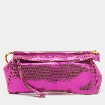 推荐Roberto Cavalli Metallic Pink Frame Clutch商品