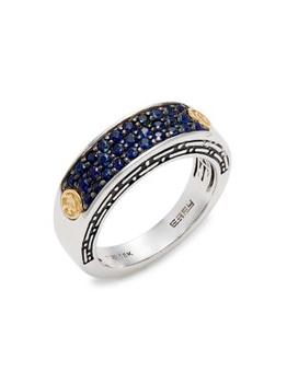 Effy | ​Sterling Silver, 18K Yellow Gold & Sapphire Band Ring商品图片,3折