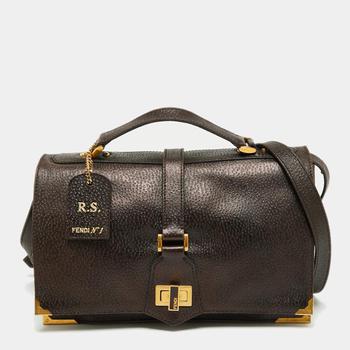推荐Fendi Dark Brown Textured Leather Classico No.1 Top Handle Bag商品