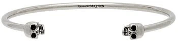 Alexander McQueen | Silver Thin Twin Skull Bracelet,商家Ssense US,价格¥1667