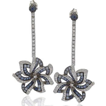 Suzy Levian | Suzy Levian Sapphire and Diamond Accent in Sterling Silver Earrings商品图片,3折
