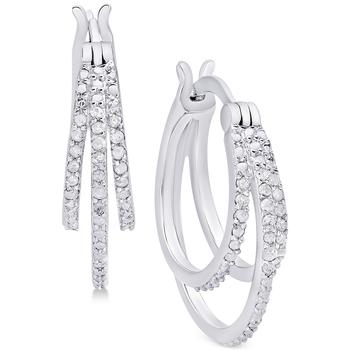 商品Macy's | Diamond Triple Hoop Earrings (1/10 ct. t.w.) in Sterling Silver,商家Macy's,价格¥493图片