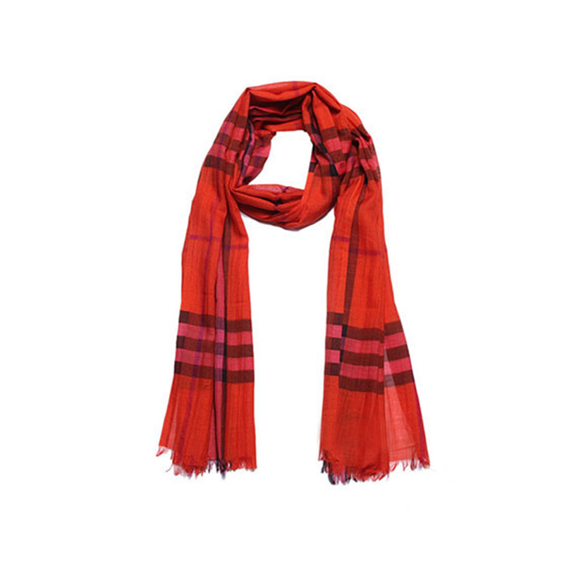 商品Burberry | Burberry 巴宝莉 女士红色格纹羊毛桑蚕丝围巾 3902538-红色,商家Mayber,价格¥2682图片