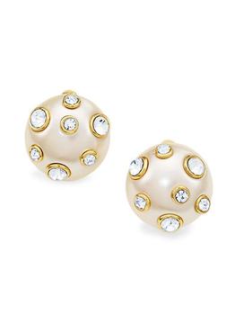 商品22K-Gold-Plated, Faux Pearl, & Crystal Clip-On Earrings图片