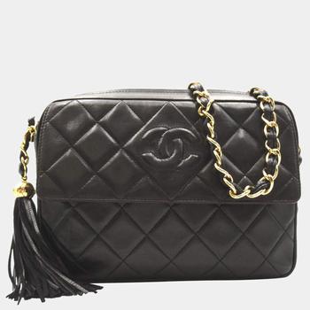 chanel包, [二手商品] Chanel | Chanel Black Quilted Leather Chain CC Tassel Camera Shoulder Bag商品图片 