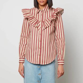 推荐Kitri Women's Lucinda Striped Canvas Frilled Shirt商品