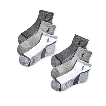 Ralph Lauren | Little & Big Boys 6-Pack Marled Quarter-Length Socks,商家Macy's,价格¥152