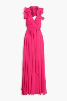 Badgley Mischka | Pleated chiffon halterneck maxi dress 5折×额外9.5折, 额外九五折