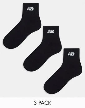 推荐New Balance logo mid sock 3 pack in black商品