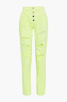 AMIRI, AMIRI | Distressed neon high-rise straight-leg jeans商品图片 3折