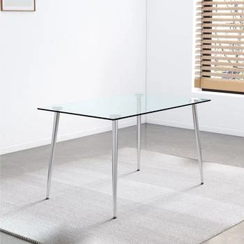 Modern Minimalist Rectangular Glass Dining Table for 4-6