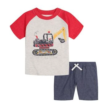 KIDS HEADQUARTERS | Little Boys Short Sleeve Raglan T-shirt and Pull-On Chambray Shorts, 2 Piece Set 4折