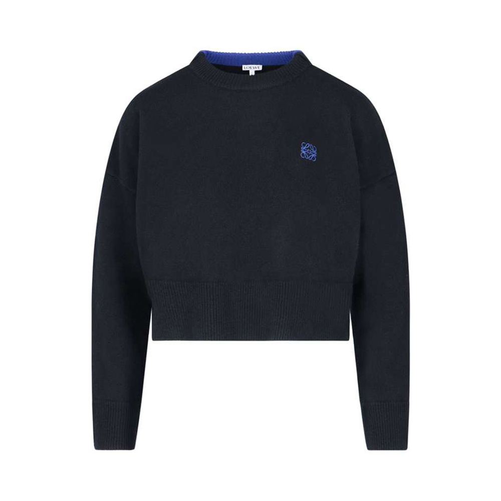 罗意威t恤黑色正品, Loewe | LOEWE 女士黑色短款毛衣 S35-93-33XB2-1100商品图片 满$100享9.5折, 满折