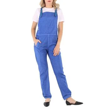 Burberry | Burberry Ladies Warm Royal Blue Leather-Trim Canvas Dungarees Jumpsuit, Brand Size 10 (US Size 8) 4折, 满$200减$10, 独家减免邮费, 满减