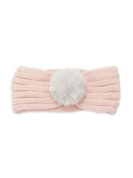 Surell | Girl's Rib Knit Faux Fur Pom Pom Headband,商家Saks OFF 5TH,价格¥37