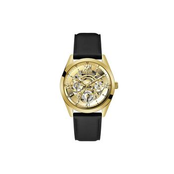 GUESS | Men's Black Genuine Leather Strap Multi-Function Watch, 42mm商品图片,8折