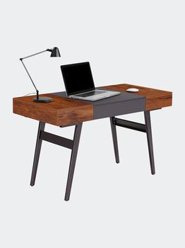 商品Writing Desk Dual Side & Pull-Out Front Drawer  Coated Grey Steel Frame Mahogany,商家Verishop,价格¥2292图片