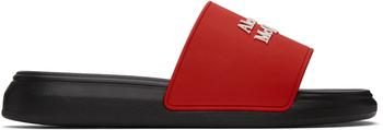 Alexander McQueen | Red & Black Pool Slides商品图片,独家减免邮费