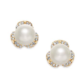商品Imitation Pearl & Pavé Stud Earrings, Created for Macy's图片