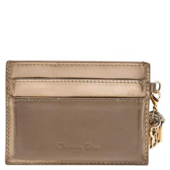 [二手商品] Dior | Dior Metallic Gold Micro Cannage Patent Leather Lady Dior Card Holder商品图片,5.3折