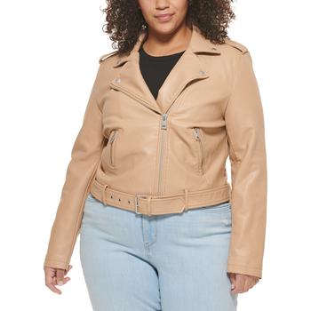 李维斯外套, Levi's | Plus Size Faux Leather Belted Motorcycle Jacket商品图片 6折起×额外7折, 额外七折