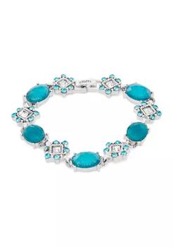 商品Silver Tone Blue Flower Stone Flex Bracelet图片