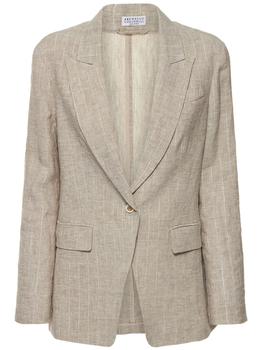 brunello cucinelli jacket, Brunello Cucinelli | Pinstripe Light Linen Blazer商品图片 5折