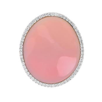 商品Mimi Milano | Mimi Milano Aurora 18K White Gold, Pink Mother of Pearl and Diamond 0.50ct. tw. Statement Ring A700B8SHB,商家Premium Outlets,价格¥11094图片
