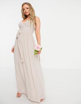 商品TFNC | TFNC Bridesmaid top wrap chiffon dress in pink,商家ASOS,价格¥185图片